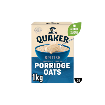 Quaker Rolled Porridge Oats 1kg pack – wholegrain, high-fibre oats for porridge and healthy cooking